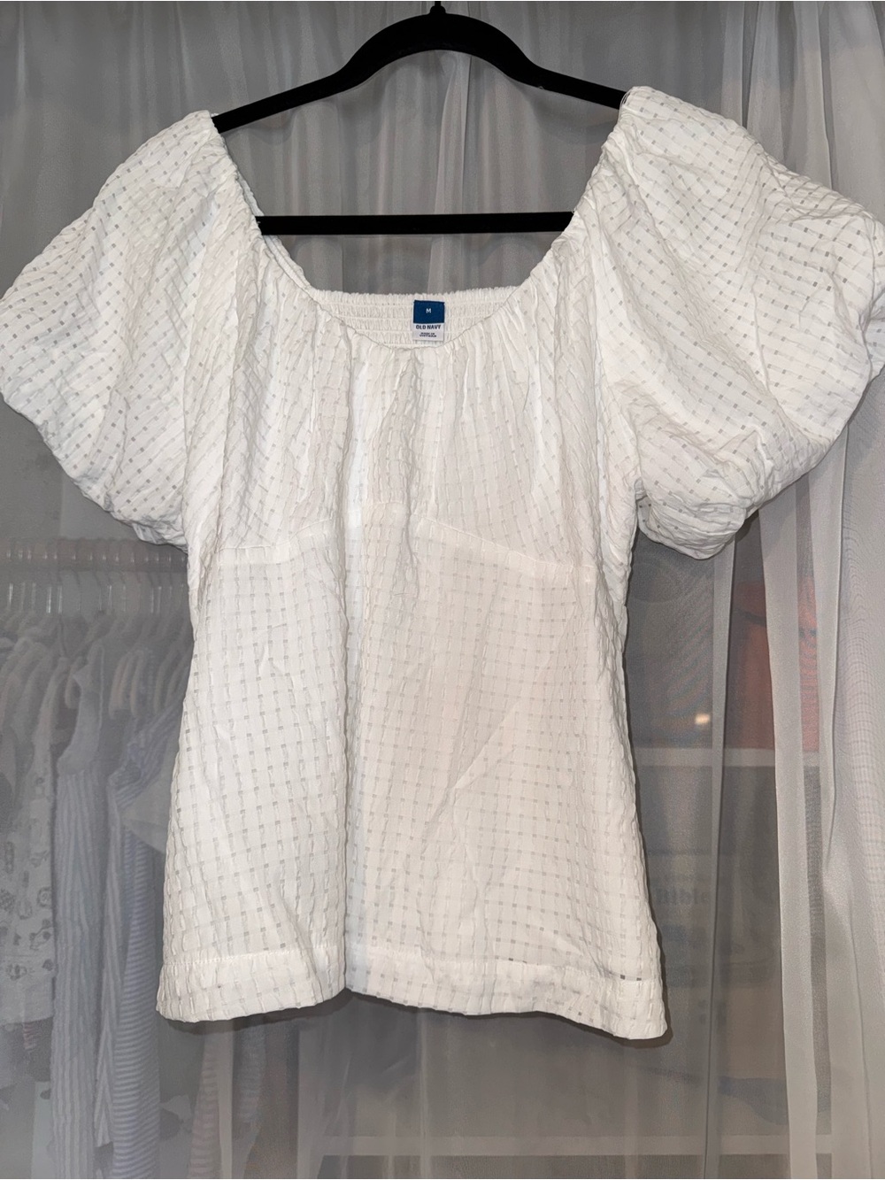 Old Navy White Puff-Sleeve Peasant Top